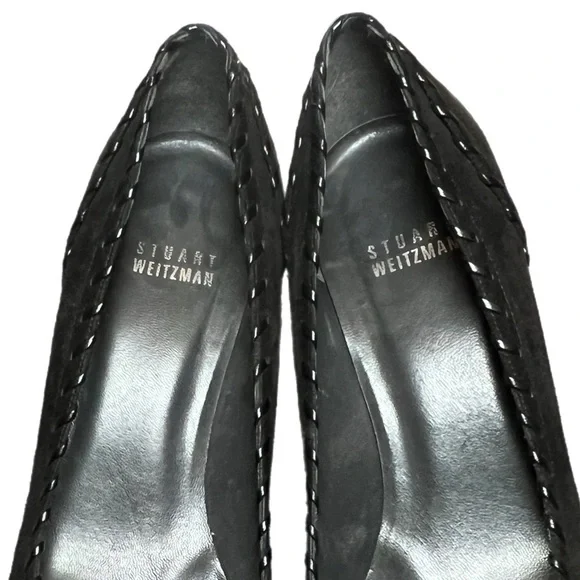 Stuart Weitzman Pointed Toe Heels Black Suede Tassels Size 6.5M - Picture 13 of 16